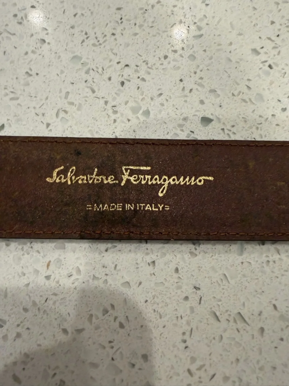 Salvatore Ferragamo Dark Brown Leather Belt with Tassel and Gold Pin